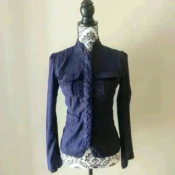 Mossimo Hook & Eye Blue High Collar Shirt, XS - Picture 2 of 8